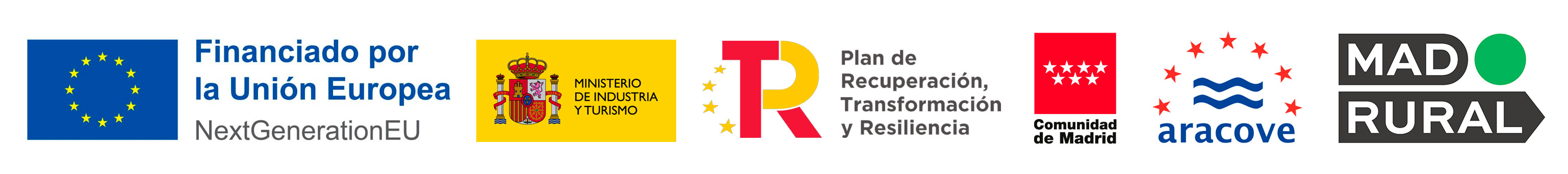 Financiado por la Unión Europea, Next Generatio, Ministerio de Industri y Turismo. Plan de Recuperación, Transformación y Resiliencia. Cominidad de Madrid. Aracove. Mad Rural.